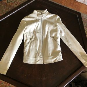 Miss Top Gun cream leather jacket